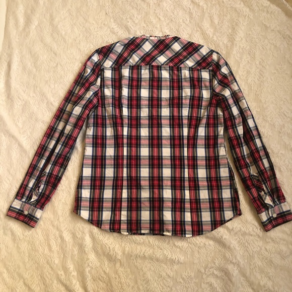 J. Crew factory ruffle color plaid tartan top - Picture 9 of 10